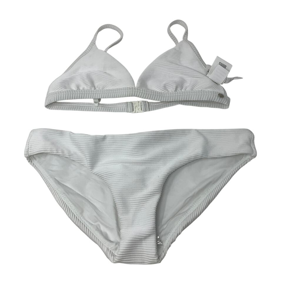 Seafolly Bikini Set Womens US 6 White Ribbed Triangle Top Swimsuit NWOT